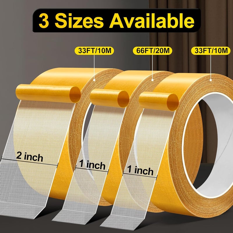 PACKKA Fabric Tape Multifunctional Double Sided Tape 2 Sided Tape 2 Rolls 2inchx33FT10m Heavy Duty Carpet Tape with Strong Adhesion, Suitable for Sofas, Doormats, Wood, Glass, Plastic - Image 2